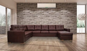 8 er Echtleder Ecksofa U-FORM mit Schlaffunktion Echt Leder Sofa Eckcouch - Bild 1 von 7