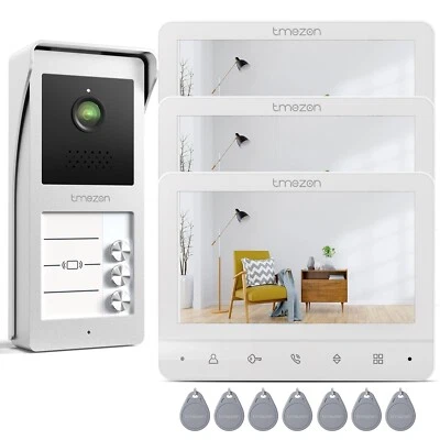 TMEZON 3-FAMILIENHAUS VIDEO TÜRSPRECHANLAGE KLINGELANLAGE  3X7'' MONITOR RFID - Bild 1 von 4