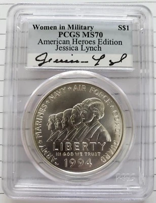 1994-W Silver Women in Military PCGS MS70 (Pop 48) Jessica Lynch Signed RARE 💰 - Image 1 of 2