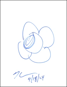 Boceto de flores arte pop original autógrafo firmado por Jeff Koons 8,5x11 con certificado de autenticidad JSA - Imagen 1 de 2