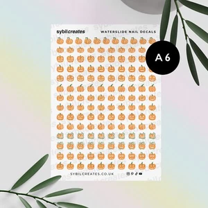 Pumpkins Waterslide Nail Decals - Autumn Fall Cute Halloween Pumpkin Nail Decals - Picture 1 of 3