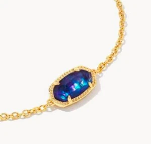 Kendra Scott Elaina Gold Adjustable Chain Bracelet Navy abalone NEW 9608802146 - Picture 1 of 3