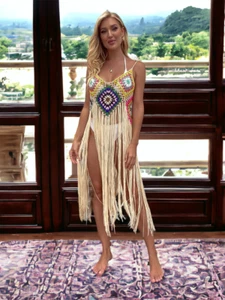 CROCHET White BIKINI Boho Cover Up Sexy Beach Dress NEW !!!!!!!! - Picture 1 of 7