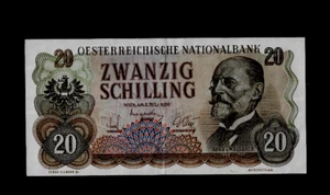 AUSTRIA ( 1 ) BANK NOTE  20 SCHILLING  2 . 7 . 1956  P  136 ALMOST EXTRA FINE - Picture 1 of 2