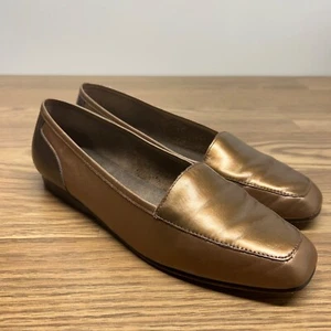 Enzo Angiolini Liberty Bronze Leather Flat Loafers Shoes Slip On Casual Size 8M - Picture 1 of 9