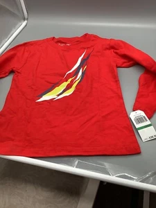 NWT Nautica TShirt Youth Size "L" Long Sleeve Kids Top Casual Boy Red/White/Blue - Picture 1 of 2