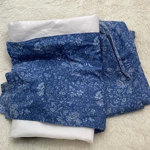 Laura Ashley Bed Skirt Full/Queen Blue Floral Split Corners Dust Ruffle *Read - Bild 1 von 7