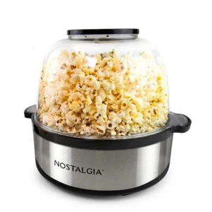 Nostalgia Popcorn Machine 192oz Stainless Steel Color 750W Stirring Electric Oil - Picture 1 of 6
