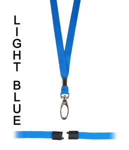 Cordón de identificación azul claro soporte para el cuello correa cable de seguridad personal paso clip de metal - Imagen 1 de 2