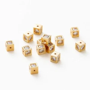 Perline quadrate zirconi strass - distanziatore placcato oro perline creazione gioielli charm 4 pezzi - Foto 1 di 24