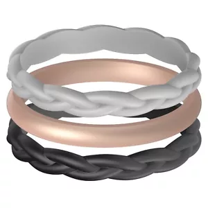 ThunderFit Women Silicone Wedding Bands, Stackable Wedding Rings (3 Pack) - Picture 1 of 51