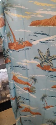 Main Street Home Creations Shower Curtain New Opened Pkg Blue Palm Trees - Image 1 of 4