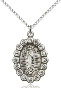 925 Sterling Silver Our Lady Guadalupe Virgin Mary Medal Necklace Pendant - Picture 1 of 1