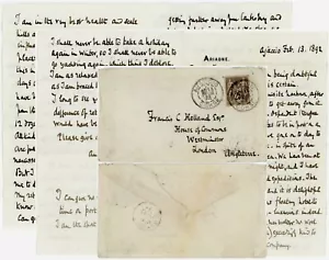 CORSICA 1892 FAMILY LETTER to FRANK HOLLAND HOUSE OF COMMONS GB YACHT ARIADNE - Picture 1 of 5