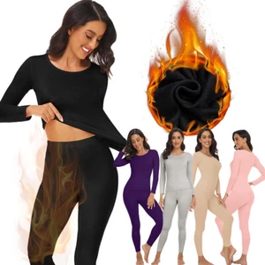 Conjunto de ropa interior suave superior e inferior térmica cálida de invierno ultra suave para mujer EE. UU. - Imagen 1 de 25