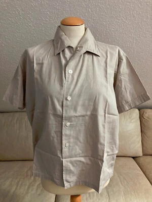 Meraviglioso Camicia Uomo Tg. L Chiaro Braun Corta Colletto Bottoni Microfibra - Immagine 1 di 4