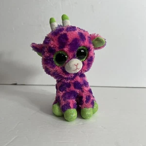 Ty Beanie Boos Gilbert Pink & Purple Giraffe Big Eyes 6" Plush Stuffed Toy - Picture 1 of 9