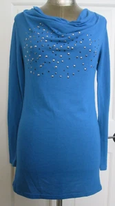 Suéter Kristine Azul Tachonado Mujer Talla L Pecho 35 Capucha Cuello Manga Larga 28268 - Imagen 1 de 8