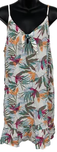 ROXY Tropical Floral Womens Sundress Dress White Cream Sleeveless Medium NEW NWT - Picture 1 of 7