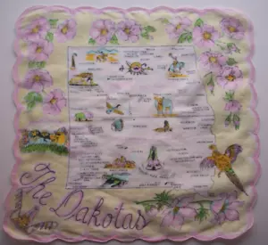The Dakotas North and South vintage Handkerchief hanky - Picture 1 of 2