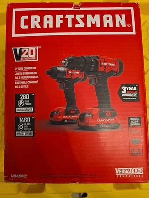 Craftsman 2-Tool Combo Kit CMCK200C2, CMCD700 Drill/Driver & CMCF800 Driver, 20V - Image 1 of 4