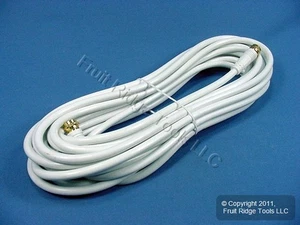 Leviton White 25' Coaxial Video Cable GOLD PLUG Ends F-Type RG59 C5851-25G-642 - Afbeelding 1 van 5