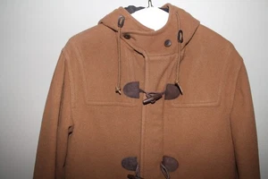 LL Bean British Tan Toggle Coat Mens Small Wool Preppy Ivy League Style Brown - Picture 1 of 6