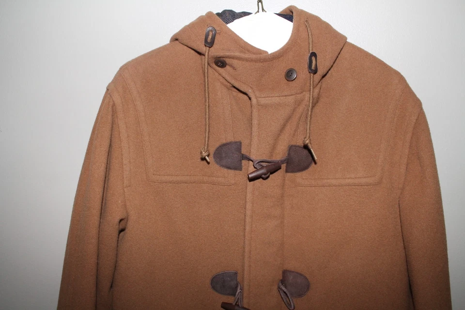 LL Bean British Tan Toggle Coat Mens Small Wool Preppy Ivy League Style Brown - Image 1 of 4