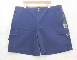 Ralph Lauren Cargo Pocket Shorts Womens 16 Navy Blue NWT Summer 1 Classic #1153 - Picture 1 of 17