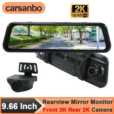 9.66" Car Backup Camera Mirror Dash Cam Recorder Rearview Reverse Parking System - Image 1 of 4