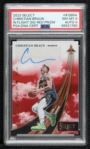 Panini Select In Flight Signatures 2023 rojo Prizm/99 Christian Braun PSA 8 automático - Imagen 1 de 3