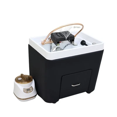 SKYE Plumbing Head Spa U-Shape Water Massage Shampoo Bowl, Black/White - Image 1 of 4