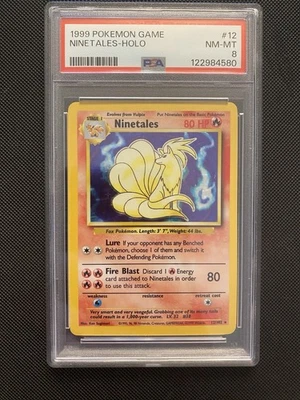 Pokemon Ninetales Base Set Unlimited Holo Rare #12/102 PSA 8 - Image 1 of 2