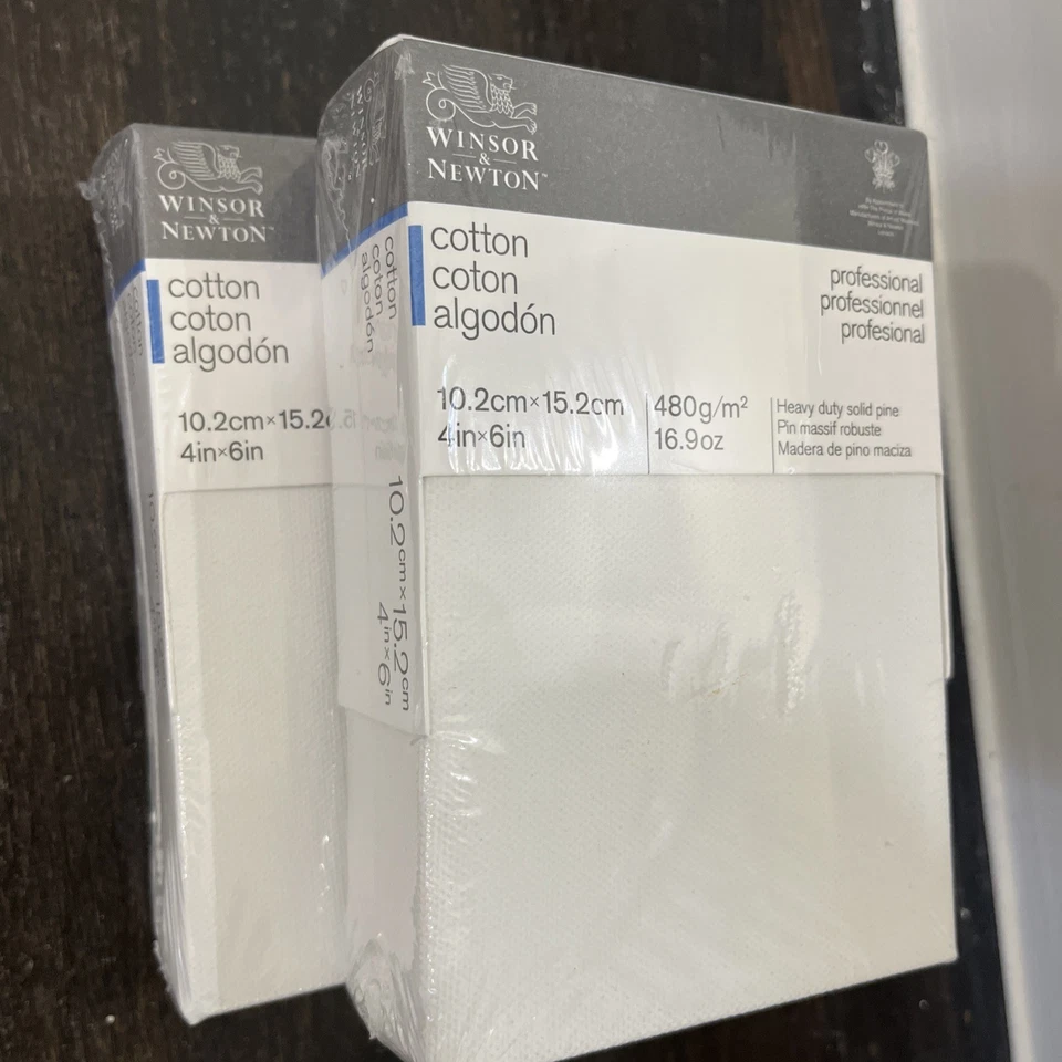 PACK 2 Winsor & Newton lona de algodón 4 X6 100 % algodón resistente pino macizo Foto 1 de 4