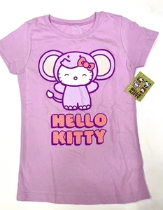 Hello Kitty Elephant Tee NWT Kids S 4/5 Purple 2015 Glitter Comic Art Sanrio - Picture 1 of 3
