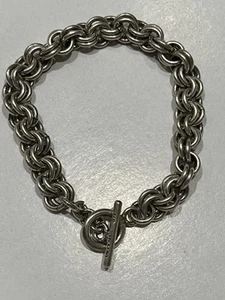 "Brazalete pesado vintage de plata esterlina maciza con eslabones circulares 8"" 35,4 gramos" - Imagen 1 de 7