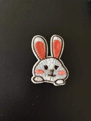 RABBIT WITH PINK EARS, IRON ON, SEW ON, EMBROIDERED PATCH NEW - Image 1 of 3