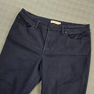 Pantalones de mezclilla Tory Burch para mujer 32 azul marino ajustados elásticos al tobillo 27 entrepierna Foto 1 de 4