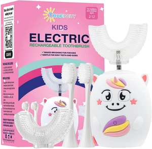 Elektrische Kinderzahnbürste in U-Form, 360° Silikonkopf, wiederaufladbar, Alter 2-7 - Bild 1 von 16