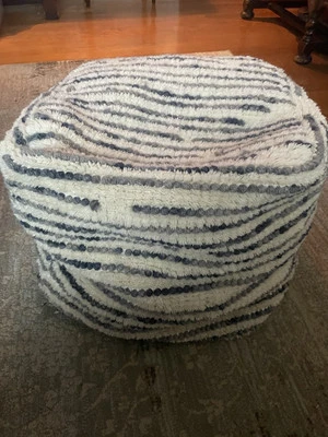 Boho Wool Covered Le Pouf ottoman 40X40 Cm - Image 1 of 4