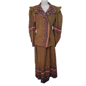 Vintage Joseph Piselli Bal De Grace 2 Piece Set 8 Paisley Print Wool Culottes - Picture 1 of 19