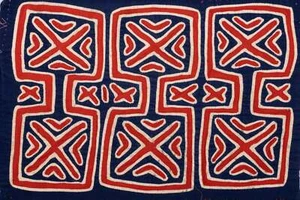 Red White Blue Squares Mola - Picture 1 of 10