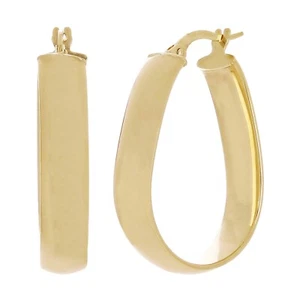 Pendientes de aro italianos de oro amarillo de 14k oblongos ovalados en forma de U 1,2" 5,9 mm 2,9 gramos - Imagen 1 de 5