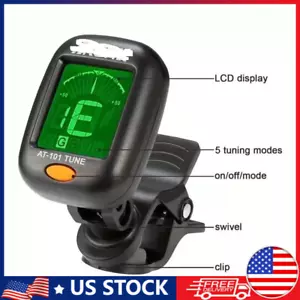 1X Clip-On lcd Chromatic Acoustic Electric Guitar Bass Uke Banjo Violin Tuner US - Picture 1 of 10