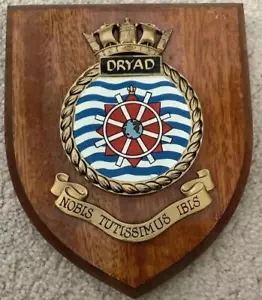 Vintage HMS Dryad Royal Navy Ship Badge Crest Shield Plaque ab - Picture 1 of 2