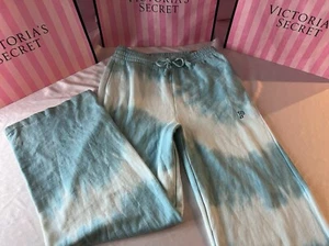 Victoria Secret PINK Boyfriend Pants Wide Leg Small Teal Tie-Dye - Picture 1 of 3