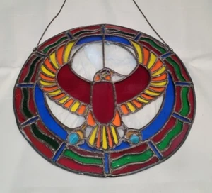 Großer 16 Zoll Antik Vintage Buntglas Fenster hängender Kolibri Vogel - Bild 1 von 12