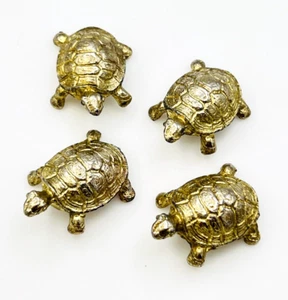 Konvolut vier Vintage Metzke 1981 Schildkröten Figuren goldfarben Messing - Bild 1 von 13
