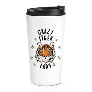 Crazy Tiger Lady Sterne Reisebecher Tasse lustig Tier Thermobecher - Bild 1 von 1