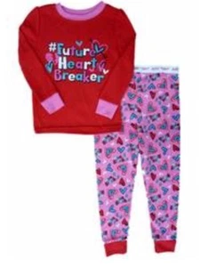 NEW Girls Size 4T Valentines Day Pants Snug Pajamas Set Heart Breaker Toddler - Picture 1 of 3